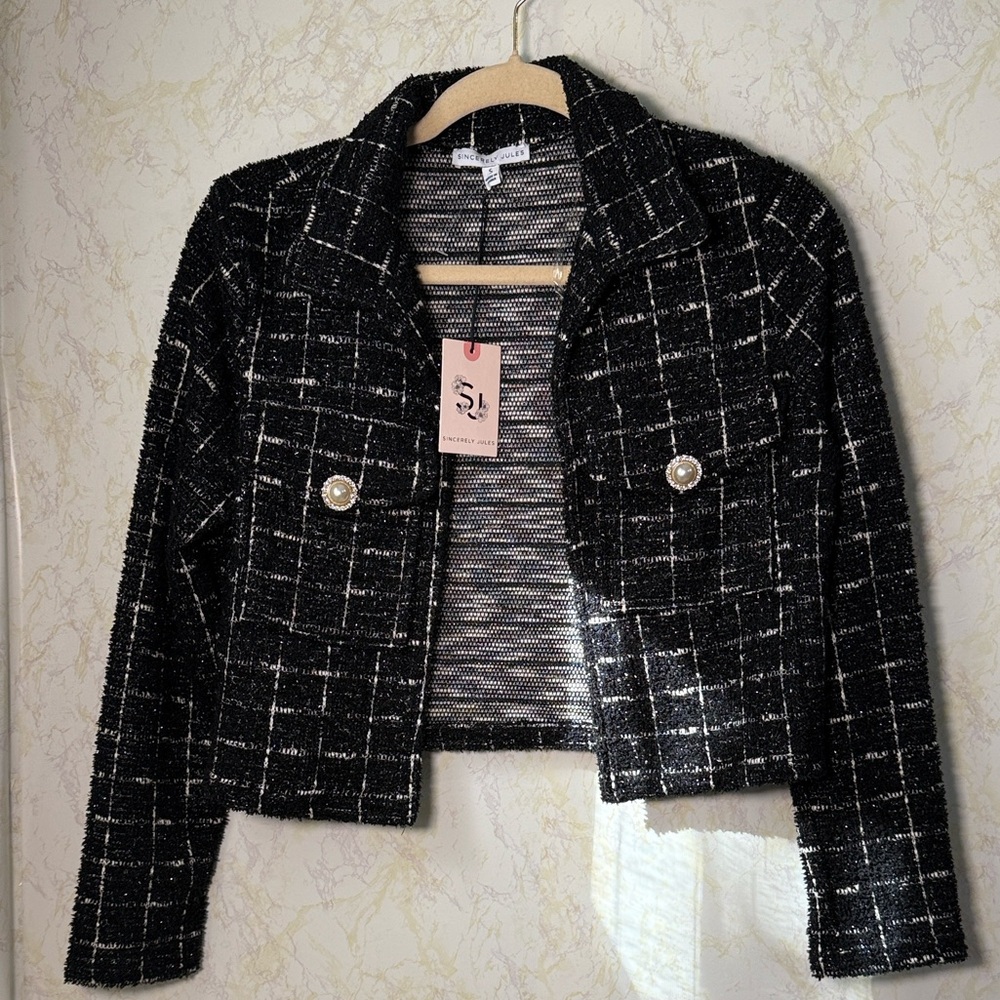 Sincerely Jules Black and White Checkered Blazer